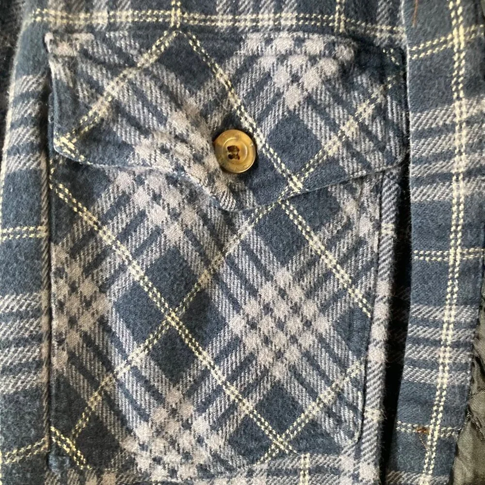 Mens Levis Plaid‎ Insulated Shacket Blue Gray XL Cotton Polyester